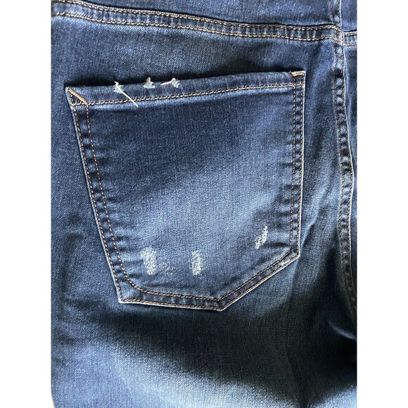 Express Womens Bell Flare High Rise Jeans Size 12L Blue Distress Bell Bottom 70s - Picture 7 of 15